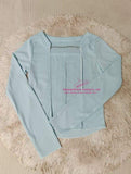 Square Collar Irregular Blouse Lightweight Crop Top Slim-fit Long Sleeve T-shirt
