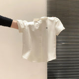 Korean Preppy Polo Tee Butterfly Embroidered Short Sleeve Top for Women