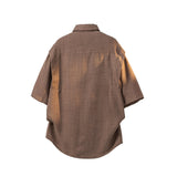Men Textured Wrinkle Resistant Lapel Half Sleeve Button Down Shirt Loose Casual Summer Oversized Blouse
