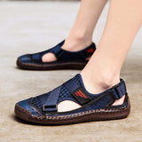 Summer Beach Fun Casual Comfortable Genuine Leather Sandals Men Sewing Soft Sole Fashion Men Casual Shoes