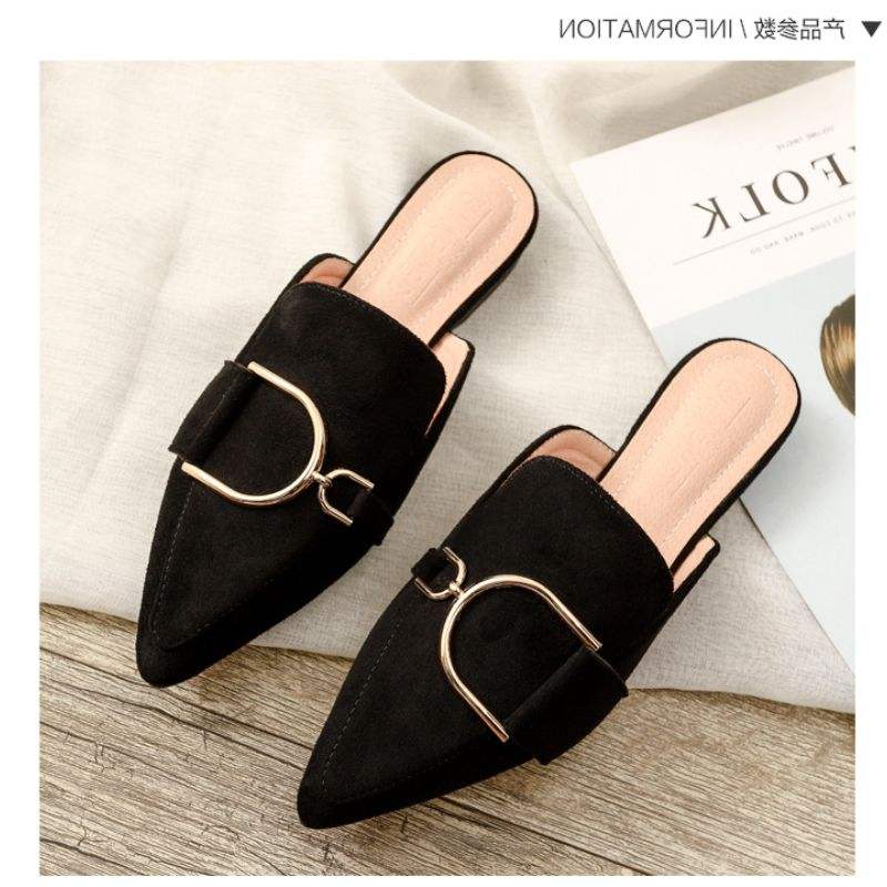 Chic Ladies Suede Moccasins Slippers, Outdoor Flat Loafer with Pointed Toe, New Mules Slide Footwear