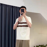 Men Contrast Color Band Lapel Collar Short Sleeve Casual Polo Shirt