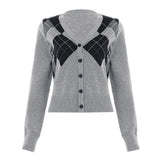 Celebrity Style Vintage Plaid Button Front Preppy Cardigan Long Sleeve V - neck Polyester/Cotton - Zeprah