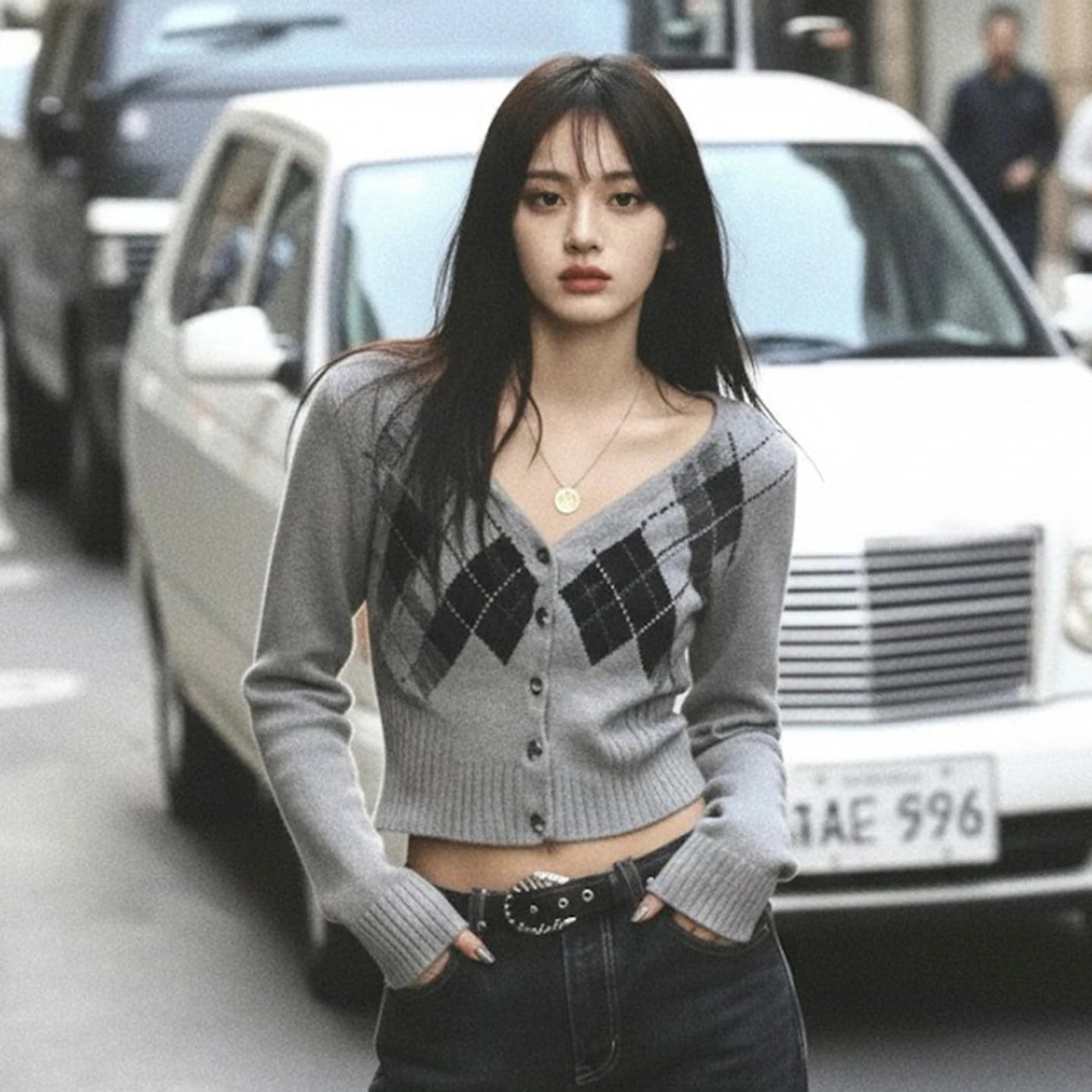 Celebrity Style Vintage Plaid Button Front Preppy Cardigan Long Sleeve V - neck Polyester/Cotton - Zeprah