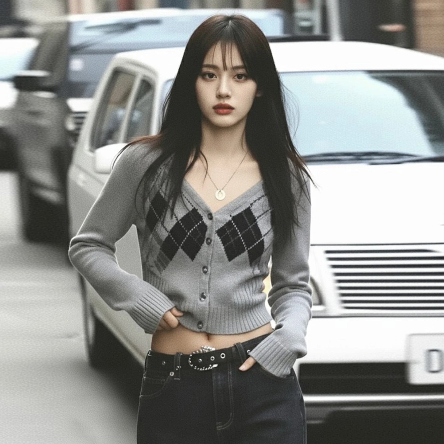 Celebrity Style Vintage Plaid Button Front Preppy Cardigan Long Sleeve V - neck Polyester/Cotton - Zeprah