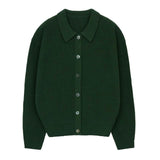 Men Lapel Collar Vertical Rib Knit Cardigan Loose Oversized Button Down Sweater Jacket Casual Daily Street Outerwear