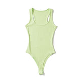 Crewneck Women's Bodysuit Slim-fit One-piece Vest Solid Crotch Top
