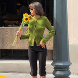 Chic Button Front Cardigan for Women, Cozy Round Neck Sweater, Casual Long Sleeve Pullover for Daily Wear - Zeprah