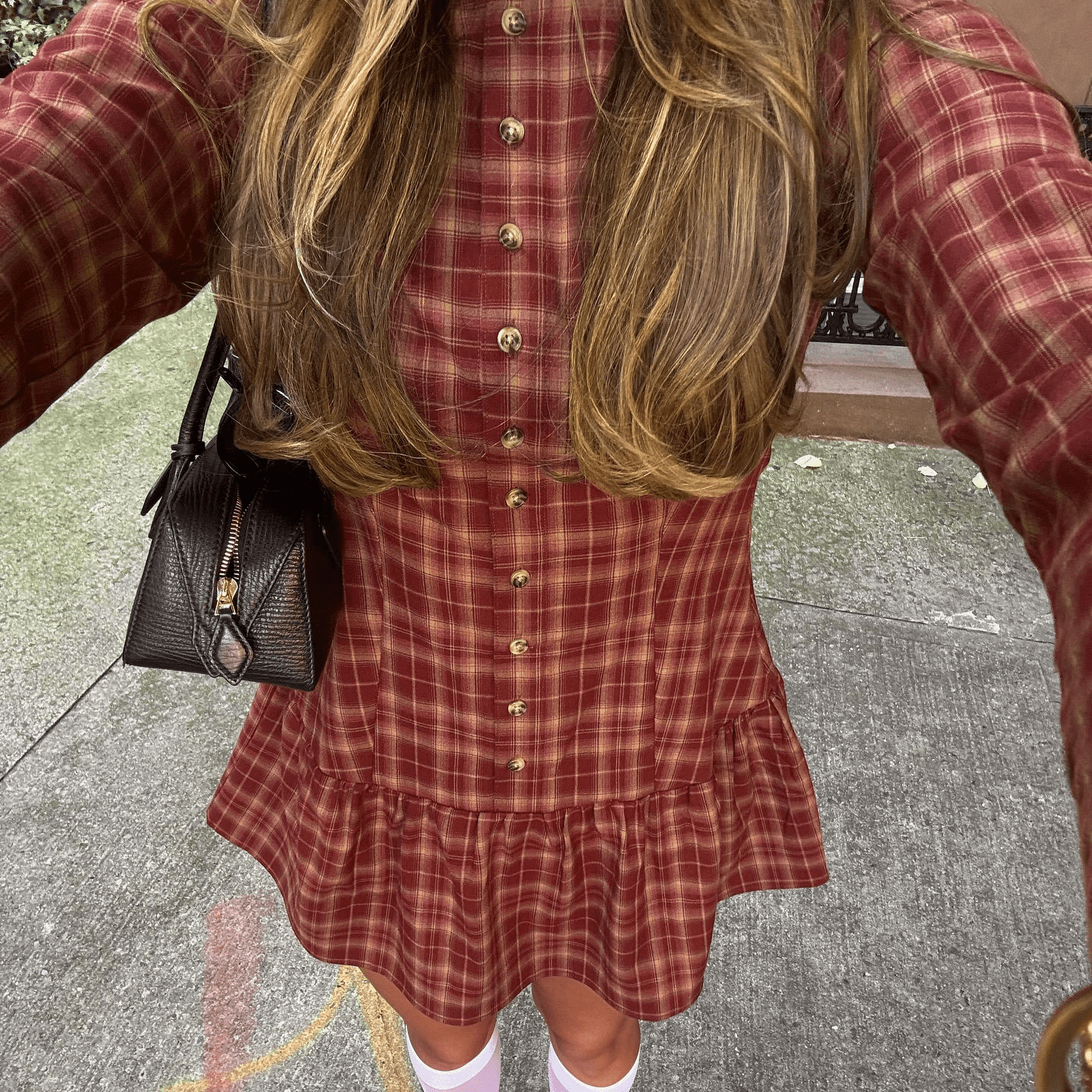 Chic Plaid Print Long Sleeve Mini Dress - Zeprah