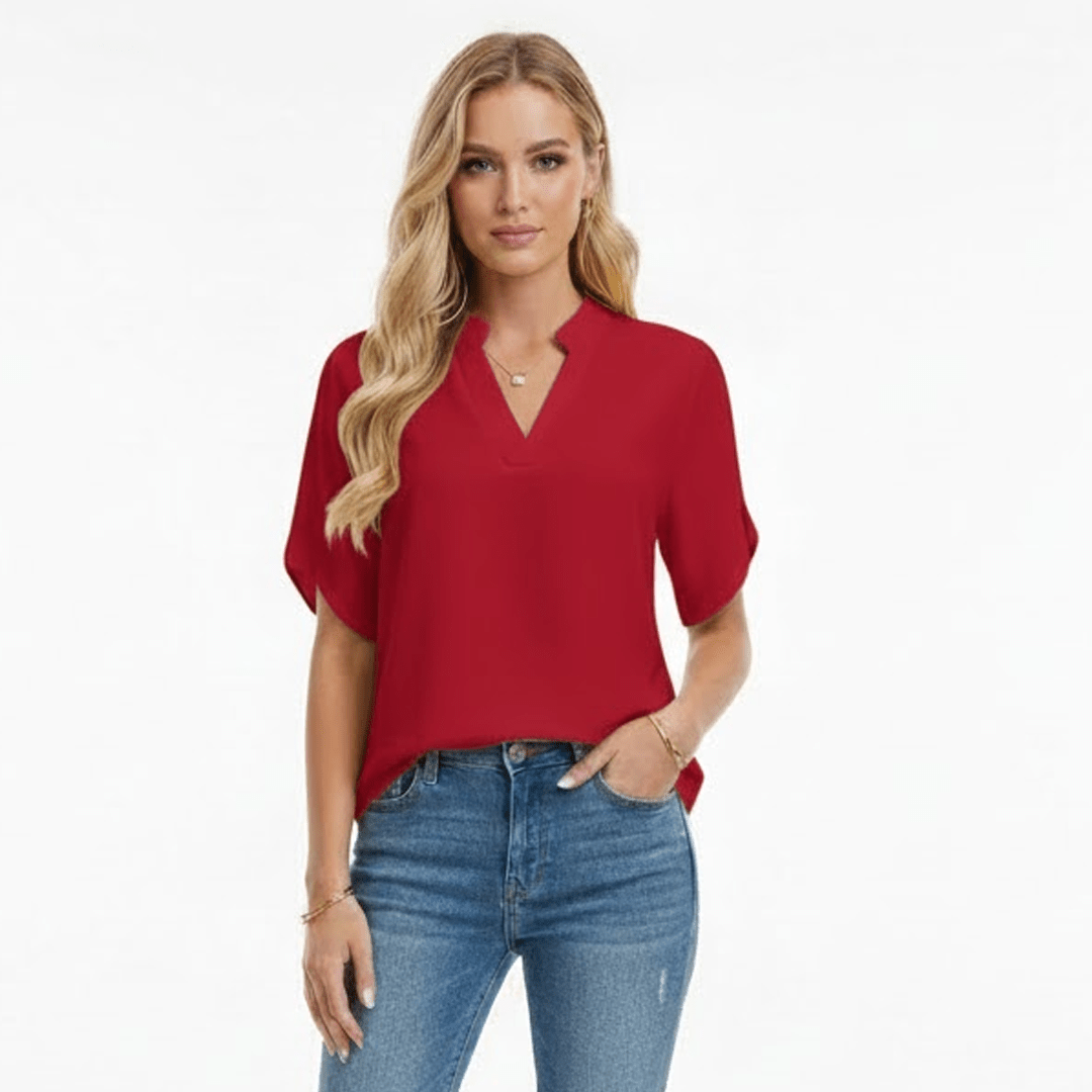 Chic Split Sleeve V - Neck Casual Blouse - Zeprah