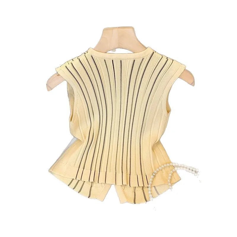 Classic Tank Top V - neck Knitted Vintage tank Plain Sleeveless Tops - Zeprah