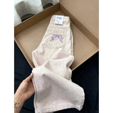 Colorful Women's Straight - Leg Jeans Autumn Bow Embroidered High Waist Loose Wide - Leg Pants - Zeprah