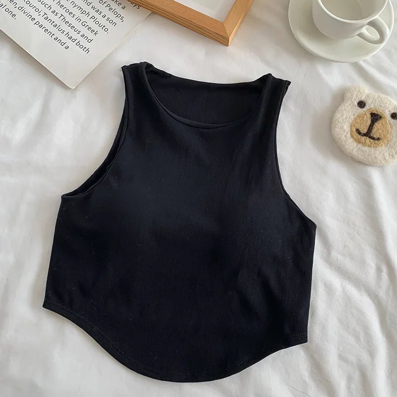 Cool Summer Girls Camisole Ice Silk Sleeveless O - neck Basic Vest Padded Casual Spaghetti Strap tank Top Women - Zeprah
