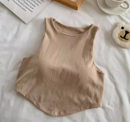 Cool Summer Girls Camisole Ice Silk Sleeveless O - neck Basic Vest Padded Casual Spaghetti Strap tank Top Women - Zeprah