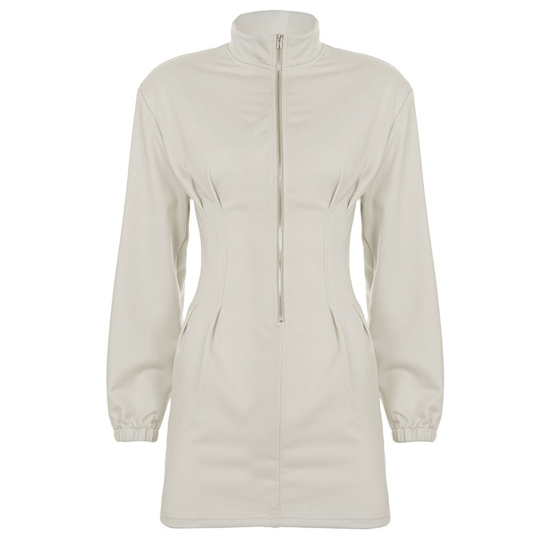 Corset Waist Bomber Style Zip - Up Mini Dress - Zeprah