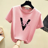 Cotton Loose - fit Women's Clothing Crewneck Tops for Women Simple Short - sleeved Blouse - Zeprah