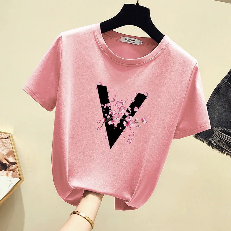 Cotton Loose - fit Women's Clothing Crewneck Tops for Women Simple Short - sleeved Blouse - Zeprah