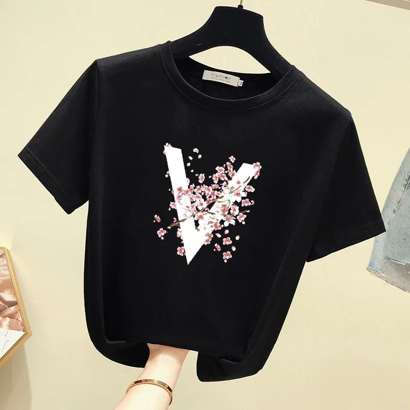 Cotton Loose - fit Women's Clothing Crewneck Tops for Women Simple Short - sleeved Blouse - Zeprah