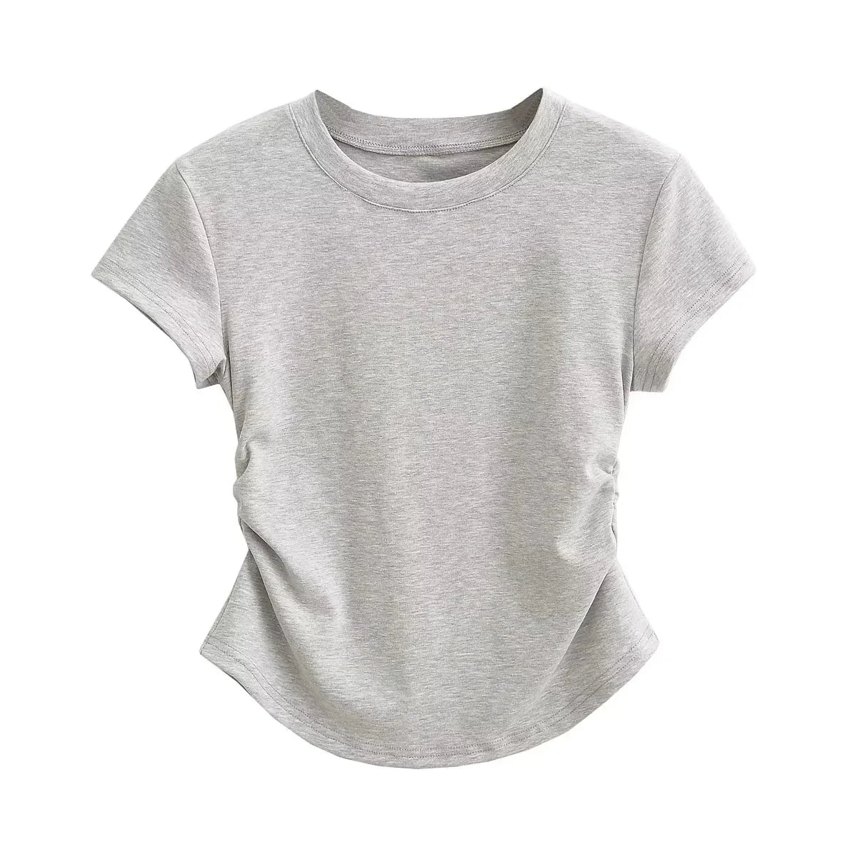Cotton Loose Short - sleeved Plain Trendy Tops for Women Crewneck T-shirt - Zeprah