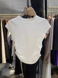 Cotton Loose Short - sleeved Plain Trendy Tops for Women Crewneck T-shirt - Zeprah