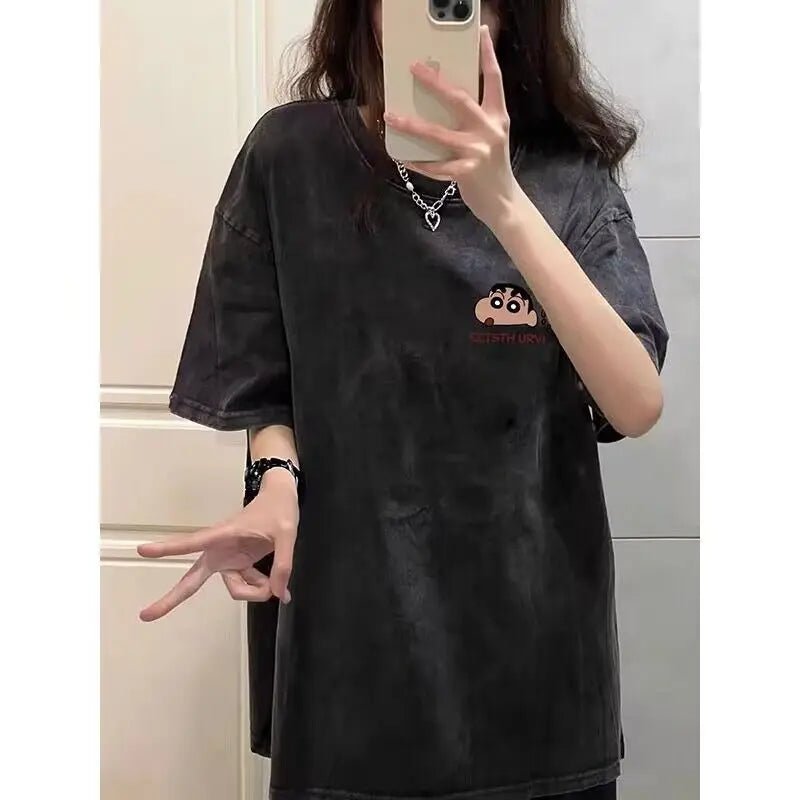 Cotton Modern T-shirt Loose - fit Tops for Women Trendy Short - Sleeved Tee - Zeprah