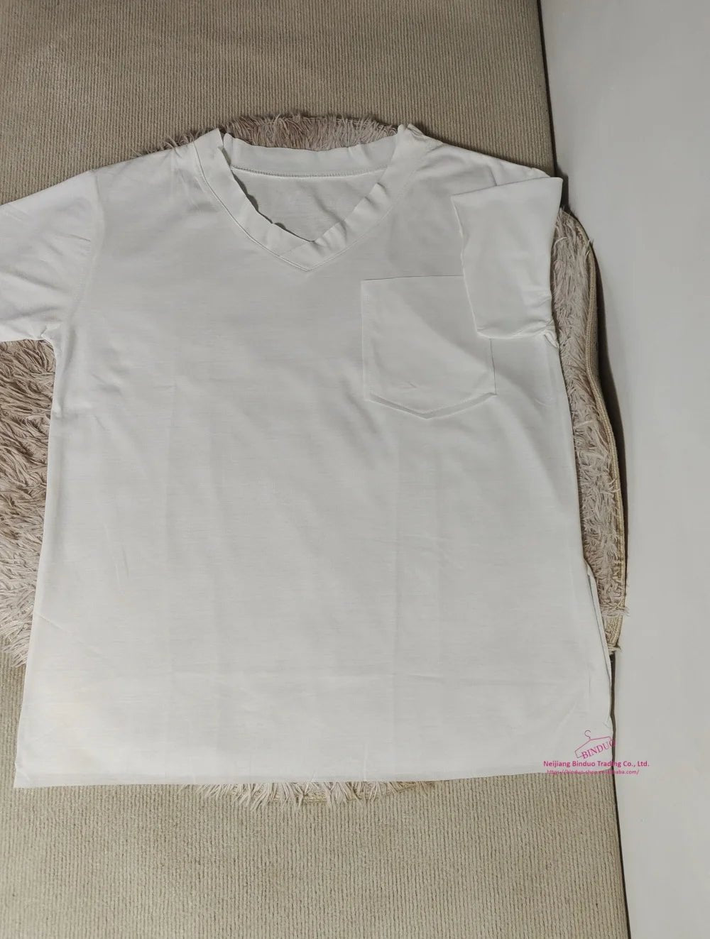 Cotton Summer Loose Curled Front Women's T-shirt Short Rear Long Short Sleeve V - neck T-shirt - Zeprah