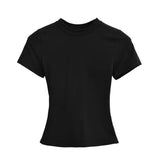 Cotton Summer New Female Spice Girls Solid Color Round Neck Slim Fit Short Base - Layer Shirt Basic Short - Sleeved T-Shirt - Zeprah