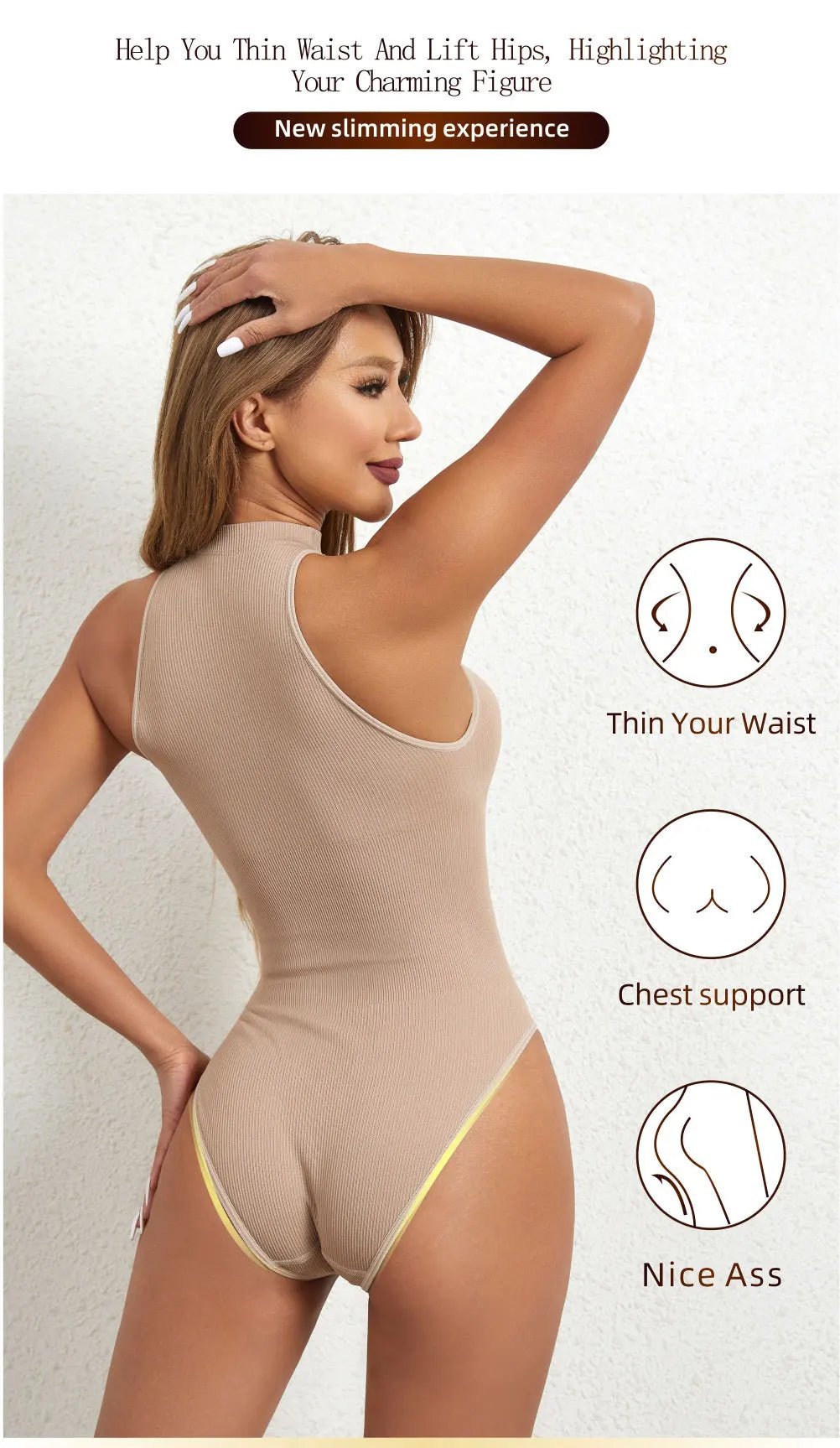 Crewneck Bodysuit Bra Extender Waistcoat Sleeveless T - shaped Shapewear - Zeprah