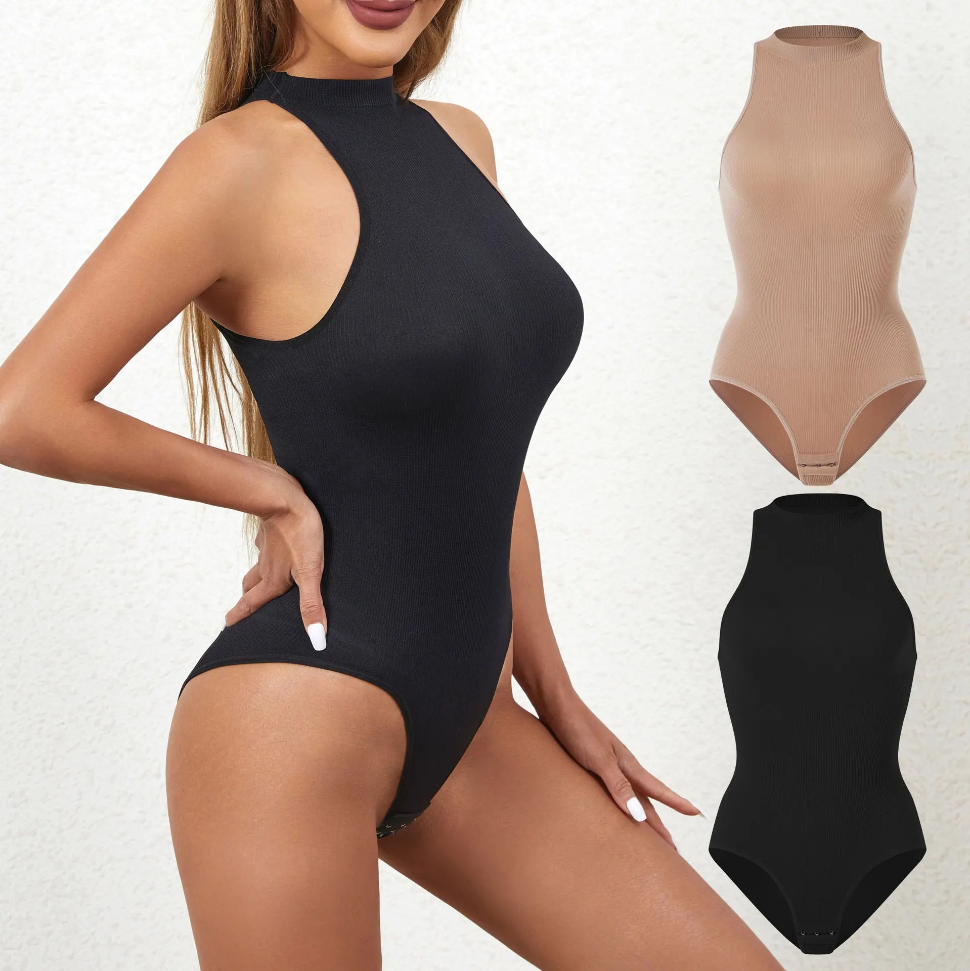 Crewneck Bodysuit Bra Extender Waistcoat Sleeveless T - shaped Shapewear - Zeprah
