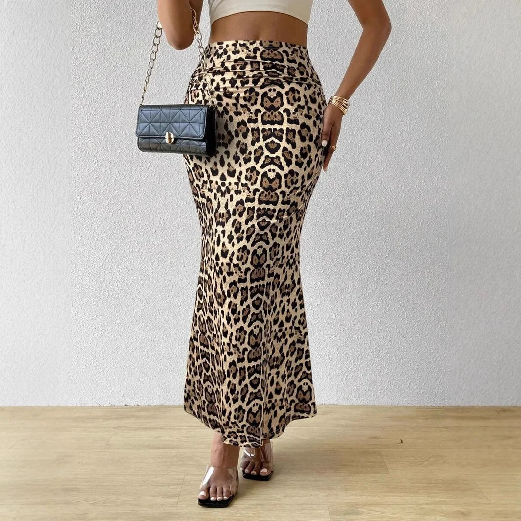 Cross - border European and American Fashion Women's Tight High Waist Fishtail Skirt Printed Pattern Skirt - Zeprah
