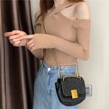 Cross Halter Base Shirt Off - the - shoulder Long - sleeved Knitwear Elegant Ladies' Sweaters - Zeprah