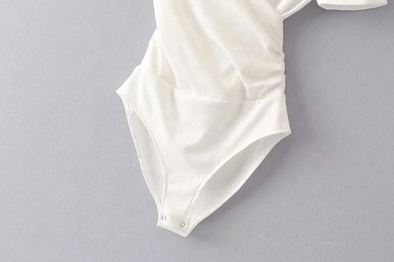 Cross - over Collar Women's Bodysuit Slim - fit One - piece Bottoms Backless Crotch Top - Zeprah