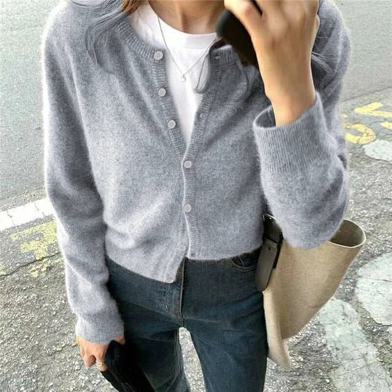 Custom Plain Cardigan Women's Winter Solid Color Casual Knitwear Wool/Viscose Soft Lounge Sweater Button Front Factory - Zeprah
