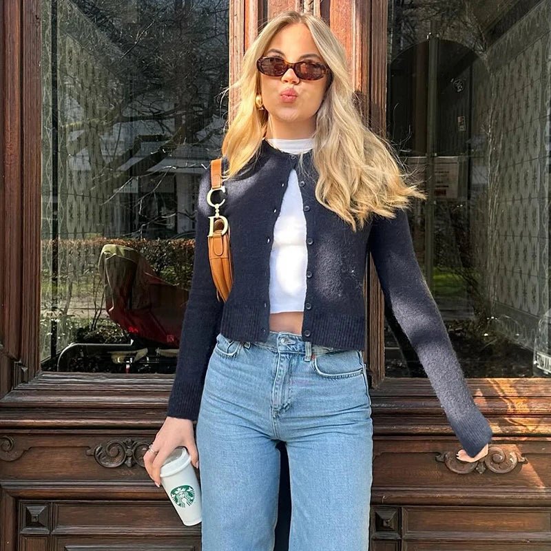 Custom Plain Cardigan Women's Winter Solid Color Casual Knitwear Wool/Viscose Soft Lounge Sweater Button Front Factory - Zeprah