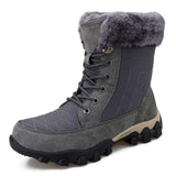 Warm Plush Calf Midi Boots Plus Size Waterproof Leather Snow Rain Windproof Hiking Boots for Men