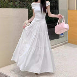 Plus Size Plain Skirt Women's Skirt Wrinkled Elegant Long Skirt