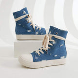 Unisex Chaussures Femme Tendance Zip Low Platform Canvas Sport Boots Mujer Sneakers Casual Shoes