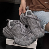 Female Sparkling Sneakers Chunky Sole Shoes Casual Footwear with Rhinestone Glitter Platform Sneakers for Women