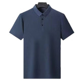 Men Lapel Short Sleeve Polo Shirt Casual Button Placket Fashion Daily Tops