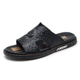 New Design High Quality Fashion Durable Slippers Comfortable Summer Pattern Cowhide Leather Sandals for Men