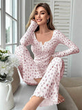 Bestselling European and American Style Autumn and Winter Loungewear Floral Long Sleeve Pants Set Casual Fashion Pajamas