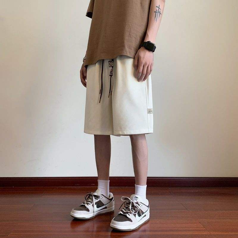 New Arrival Men Knit Sweat Shorts Elastic Waist Double Drawstring Pocket Design Label Detail Casual Workout Five Inch Shorts