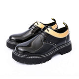 Thick Sole Pointed Toe Formal Lace up Durable Fashion Patent Leather Dress Shoes for Men