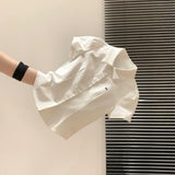 Korean Preppy Polo Tee Butterfly Embroidered Short Sleeve Top for Women