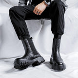 Microfiber Leather Chelsea Boots Fashion Designers Good Looking High Cut Classic Handcrafted Dress Shoes Boots for Men
