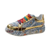 New Trendy Lady Unique Casual Shoes Flat Diamond Sequined Cloth Trainers for Women Sneakers Women