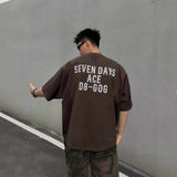 Men's American Casual Versatile T-Shirt with Letter Print, Summer Loose Trendy Short Sleeve Top