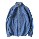 Men's Slim Fit Denim Shirt Korean Style Trendy Casual Long Sleeve Button Down Thin Couple's Shirt for Spring & Autumn