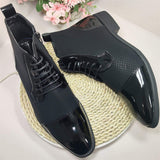 High Ankle Dress Shoes Winter Boots Comfortable Handsome Men Pointed Toe Boots