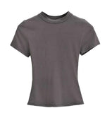 Cotton Summer New Female Spice Girls Solid Color Round Neck Slim Fit Short Base-Layer Shirt Basic Short-Sleeved T-Shirt
